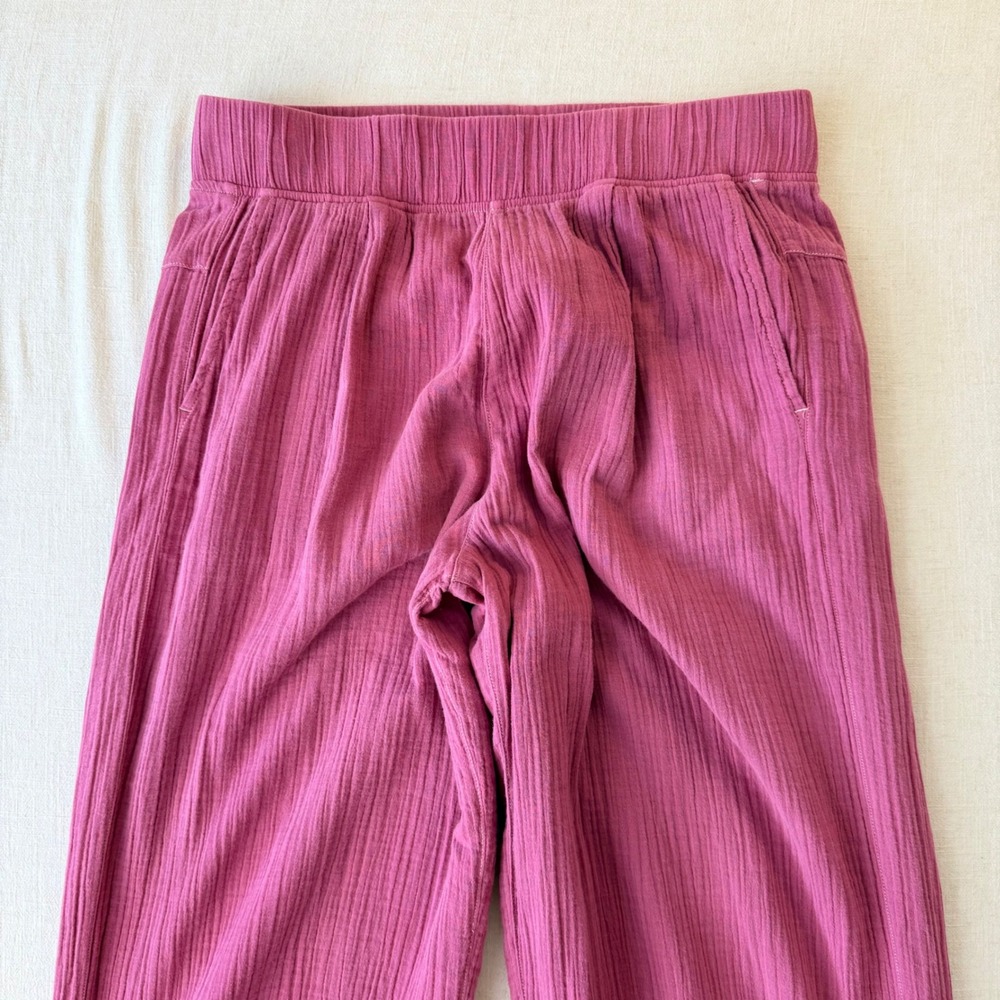 prAna Hideaways Pants M Berry Pink Cotton Gauze Lagenlook Barrel Boho Coastal - Picture 11 of 14